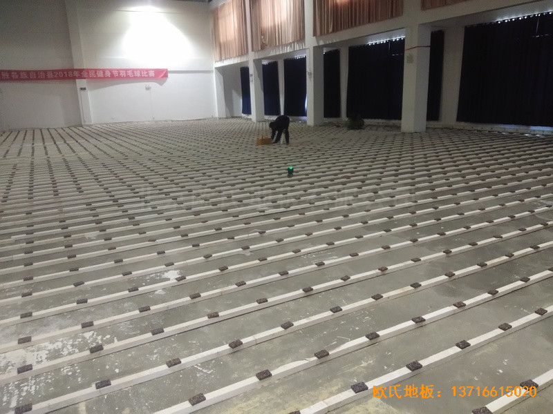 廣西龍勝縣黨校運動館運動地板施工案例1