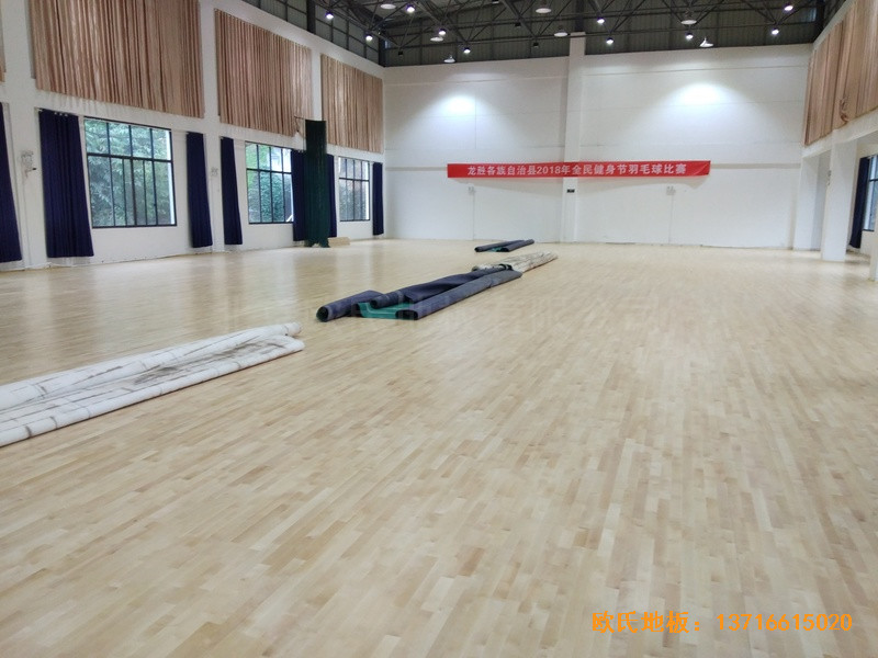 廣西龍勝縣黨校運動館運動地板施工案例5