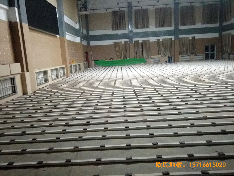 青海省稅務干部學校籃球館運動木地板施工案例1
