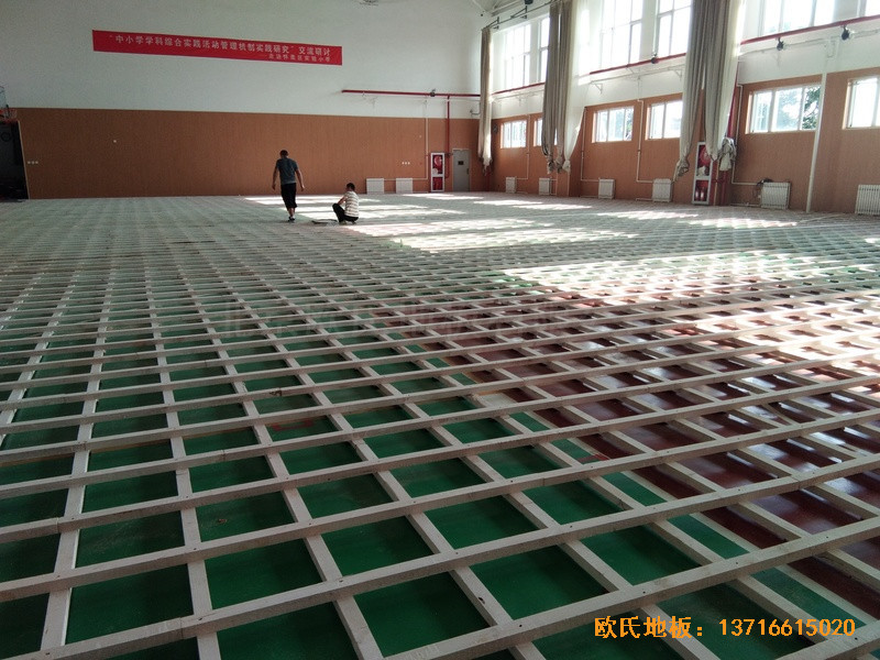 北京懷柔實驗小學籃球館體育地板施工案例1