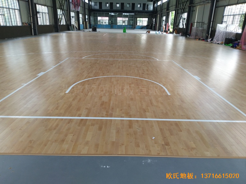 安微淮南開發區籃球館運動木地板安裝案例0