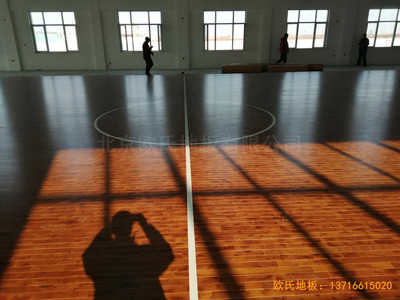 萊州銀海工業園消防特訓隊籃球館體育地板鋪裝案例
